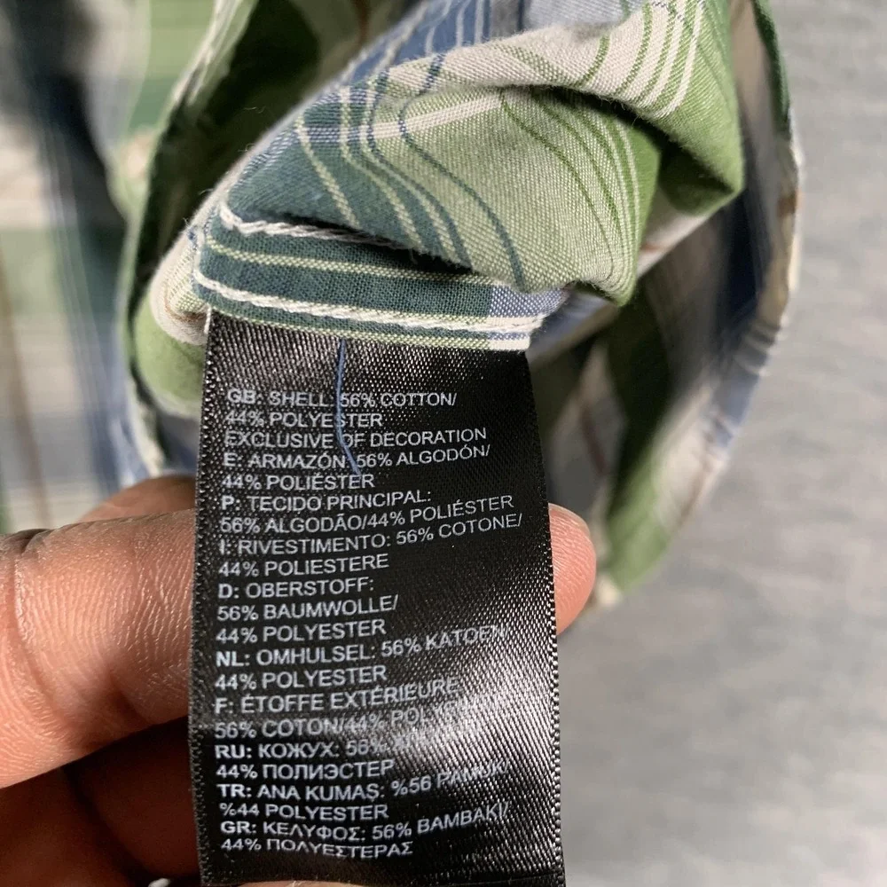 The North Face Shirt Mens Small Green Blue Plaid Short Sleeve Button Casual
